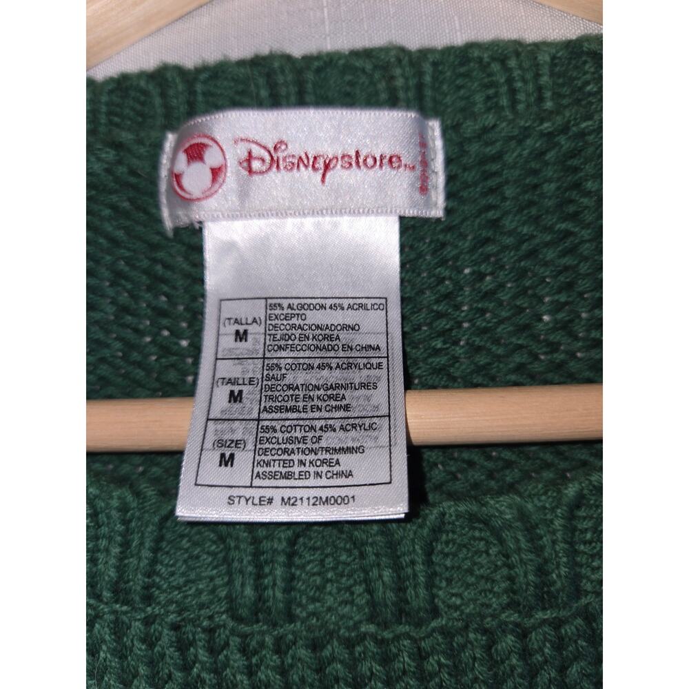 Vintage Disney Mickey Mouse Festive Sweater Green Cotton Blend M Park Style Knit - Picture 9 of 11